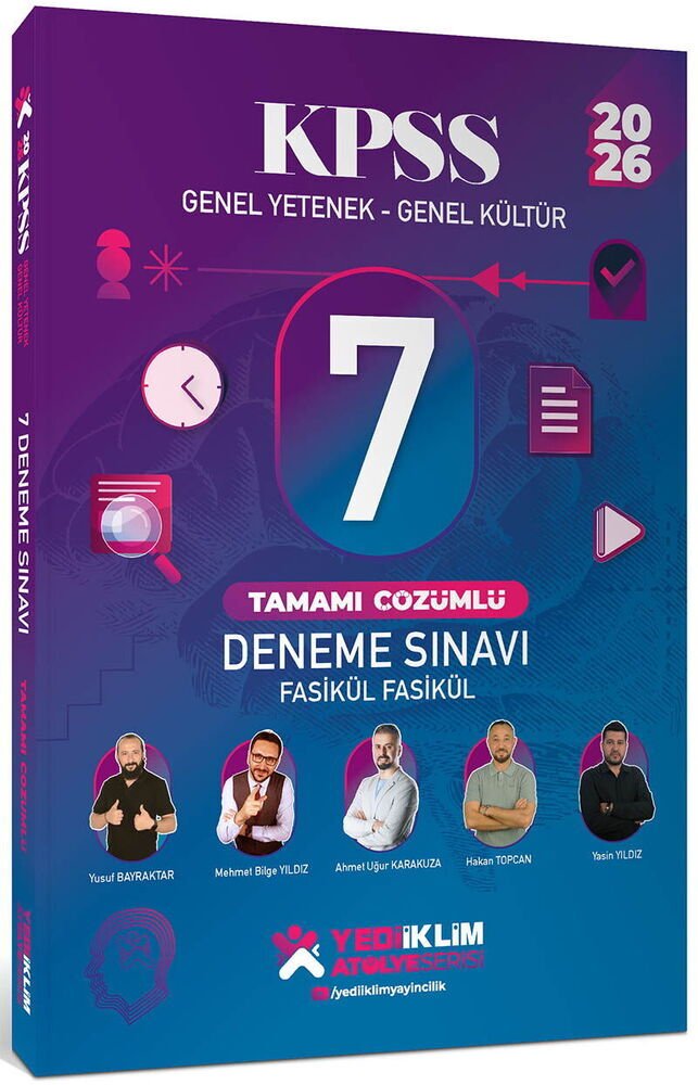 Yediiklim 2026 KPSS Atölye Serisi Genel Yetenek Genel Kültür Fasikül Fasikül 7 Deneme Sınavı Tamamı Çözümlü  PrevNext 167.60 Yediiklim 2026 KPSS Atölye Serisi Genel Yetenek Genel Kültür Fasikül Fasikül 7 Deneme Sınavı Tamamı Çözümlü