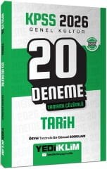 Yediiklim Yayınları KPSS 2026 Genel Kültür Tarih Tamamı Çözümlü 20 Deneme