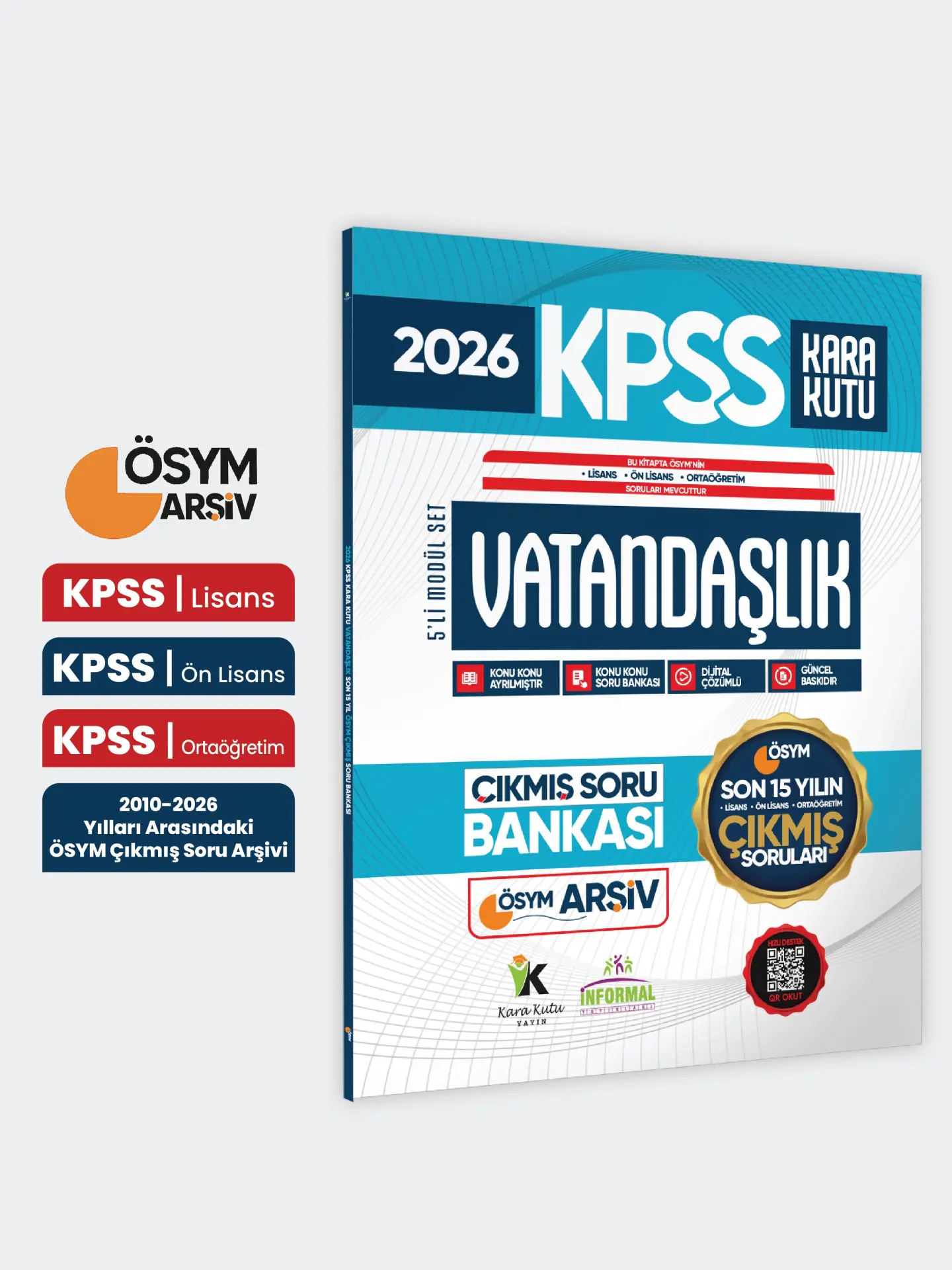 Kara Kutu Yayınları 2026 FULLKPSS Lisans -Önlisans-Ortaöğretim Vatandaşlık Kara Kutu ÖSYM Çıkmış Soru Bankası Son 15 Yıl