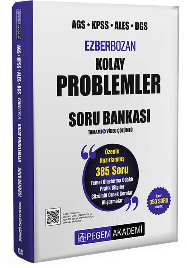 AGS KPSS ALES DGS Ezberbozan Kolay Problemler Tamamı Video Çözümlü Soru Bankası