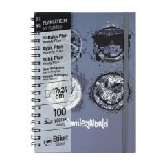 SmileyWorld Planlayıcı Ajanda Spiralli Sert Kapak 17X24 100 Yaprak