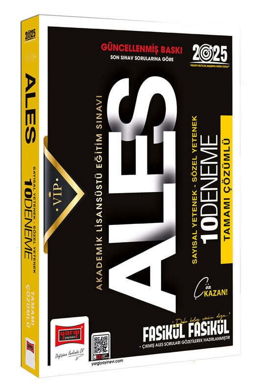 Yargı Yayınları 2025 ALES Vip Sayısal-Sözel Yetenek Tamamı Çözümlü Fasikül Fasikül 10 Deneme