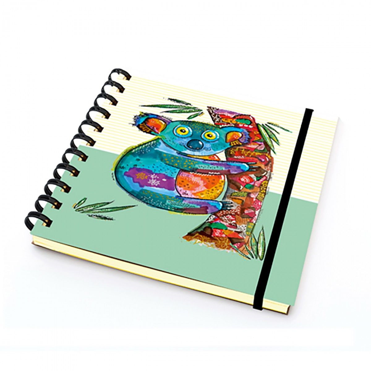 Paklon Desenli Sert Kapak 14x14 Cm Spiralli Defter 100 Yaprak Çizgili - Koala