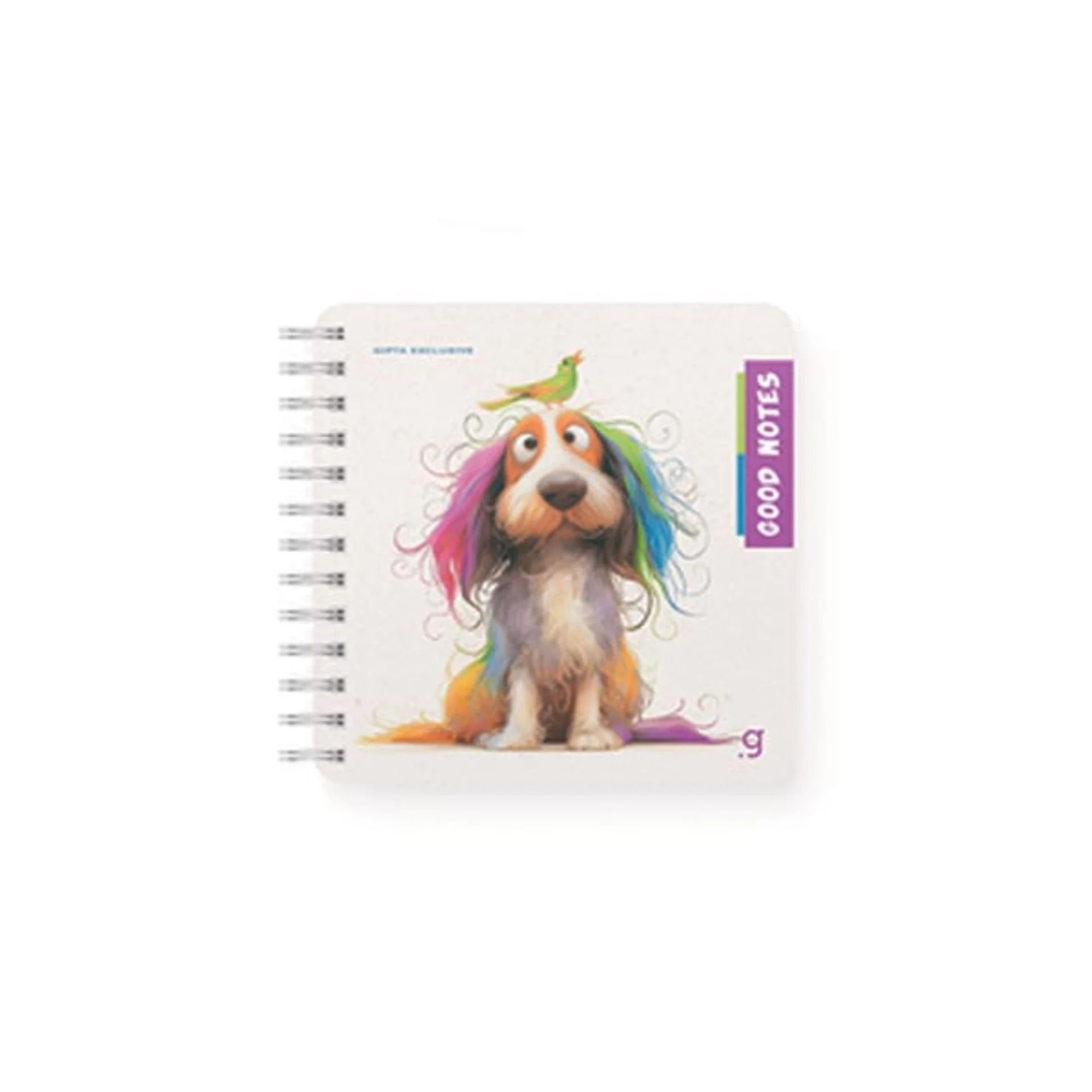 GIPTA Desenli Sert Kapak 16x16 Cm Spiralli Defter 80 Yaprak Çizgili - Köpek